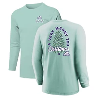 Youth  Light Green TCU Horned Frogs Merry Christmas Tree Long Sleeve T-Shirt