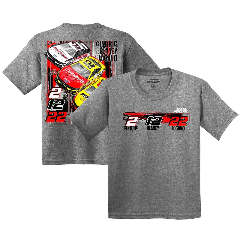 Youth Heather Gray Team Penske Car T-Shirt