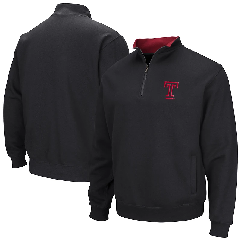 Men's Colosseum Black Temple Owls Tortugas Quarter-Zip Pullover Sweatshirt