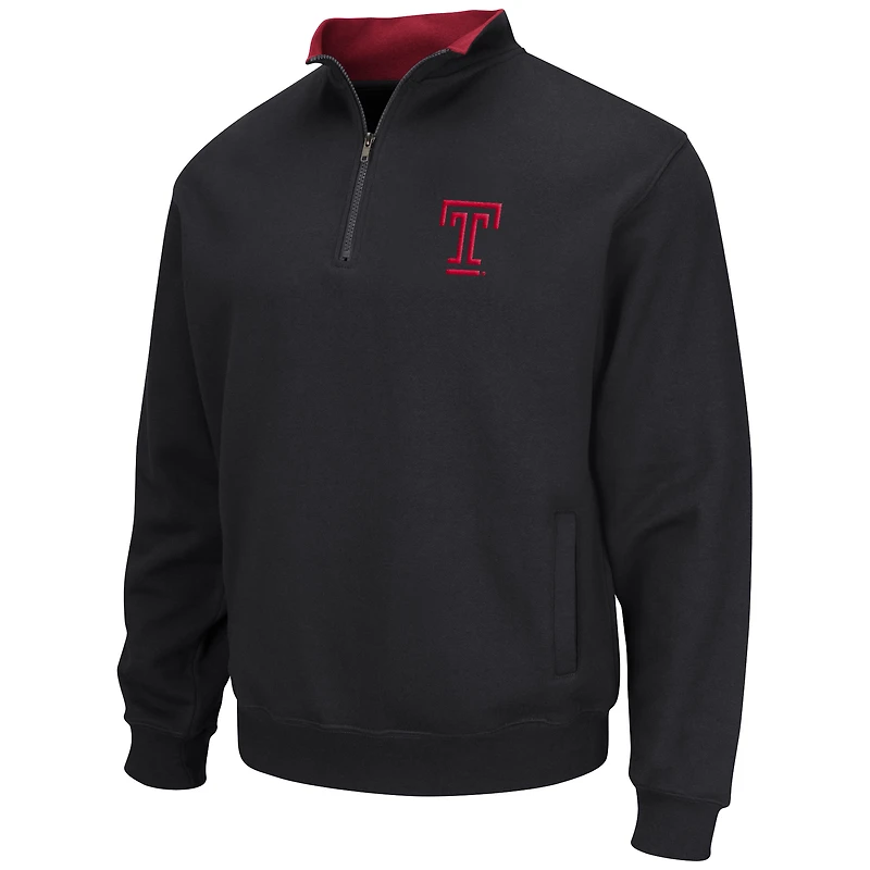 Men's Colosseum Black Temple Owls Tortugas Quarter-Zip Pullover Sweatshirt