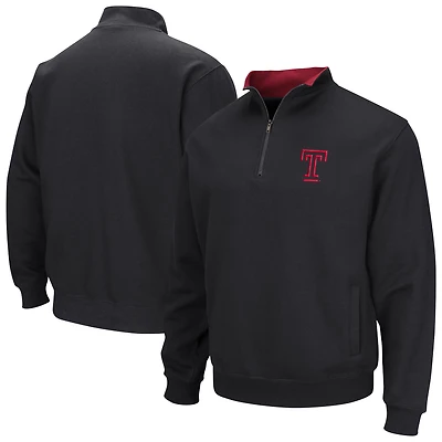 Men's Colosseum Black Temple Owls Tortugas Quarter-Zip Pullover Sweatshirt