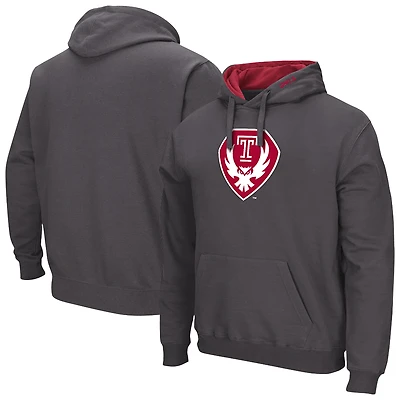 Men's Colosseum Charcoal Temple Owls Arch & Logo 3.0 Hoodie