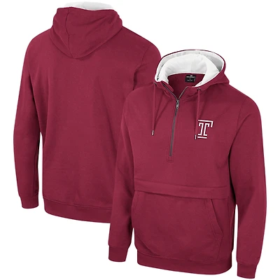 Pull à capuche demi-zip Colosseum Garnet Temple Owls Team pour hommes
