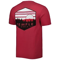 T-shirt homme rouge Temple Owls Landscape Shield