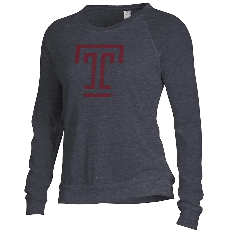 Women's Alternative Apparel Black Temple Owls Slouchy Pullover Sweatshirt