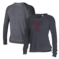Women's Alternative Apparel Black Temple Owls Slouchy Pullover Sweatshirt