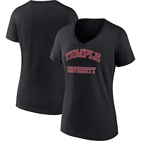 T-shirt à col en V pour femme Fanatics Black Temple Owls Campus