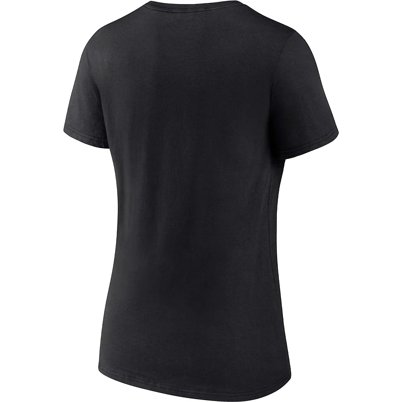 T-shirt à col en V pour femme Fanatics Black Temple Owls Campus