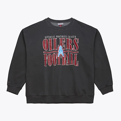 Men's Mitchell & Ness  Black Tennessee Oilers Downtown Crew Vintage Logo Sweatshirt