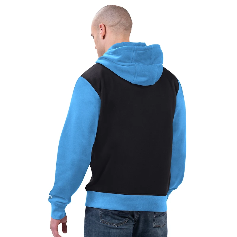 Men's Starter Black/Light Blue Tennessee Oilers Thursday Night Gridiron Full-Zip Hoodie