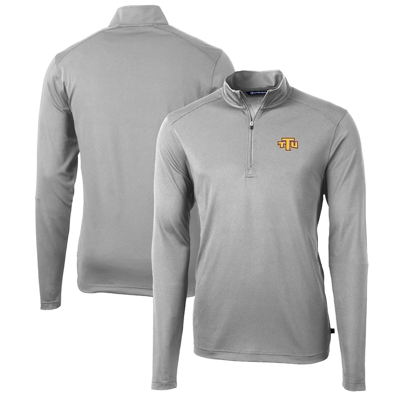 Men's Cutter & Buck Gray Tennessee Tech Golden Eagles Big Tall Virtue Eco Pique Recycled Quarter-Zip Pullover Top