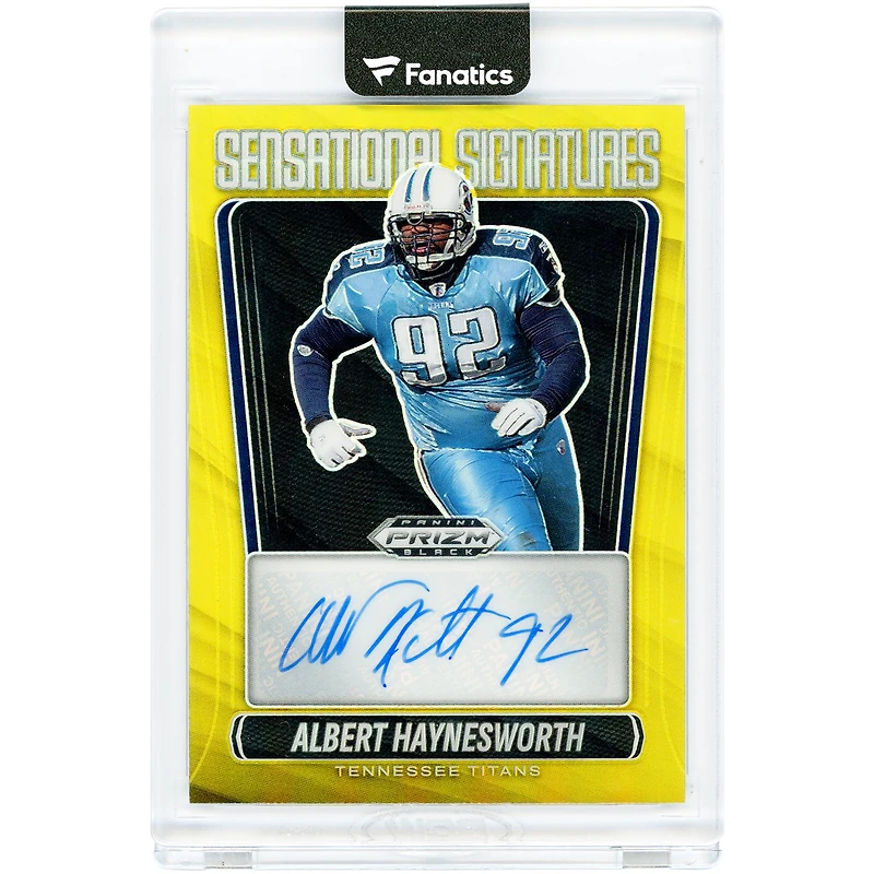 Albert Haynesworth Tennessee Titans Autographed 2025 Panini Prizm Black Gold Prizm Sensational Signatures #SS-AHH #9/10 Card