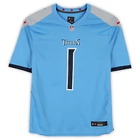 Maillot de match Nike bleu clair autographié par Cameron Ward des Titans du Tennessee