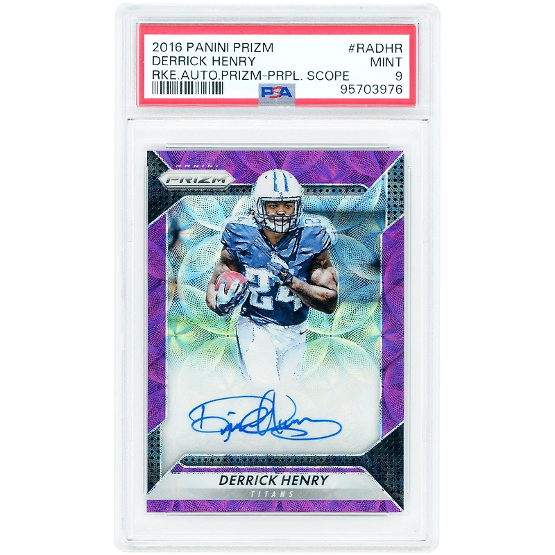 Derrick Henry Tennessee Titans Autographed 2016 Panini Prizm Purple Scope Prizm #RA-DHR #53/99 PSA Authenticated 9 Rookie Card