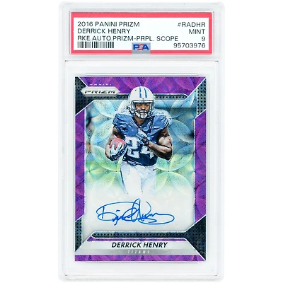 Derrick Henry Tennessee Titans Autographed 2016 Panini Prizm Purple Scope Prizm #RA-DHR #53/99 PSA Authenticated 9 Rookie Card