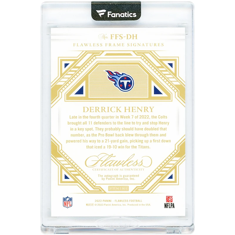 Derrick Henry Tennessee Titans Autographed 2022 Panini Flawless Sapphire #FFS-DH #4/5 Card