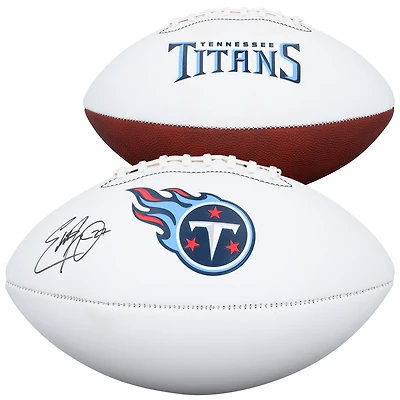 Ballon de football américain Franklin White Panel autographié par Eddie George des Titans du Tennessee