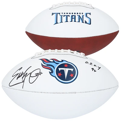 Eddie George Tennessee Titans Autographed Franklin White Panel Football with "OROY 96" Inscription