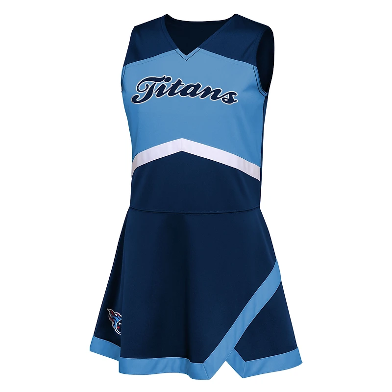 Girls Preschool Navy Tennessee Titans Two-Piece Cheer Captain Jumper Dress with Bloomers Set