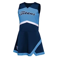 Girls Preschool Navy Tennessee Titans Two-Piece Cheer Captain Jumper Dress with Bloomers Set