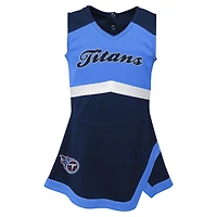 Girls Toddler Navy Tennessee Titans Cheer Captain Dress with Bloomers