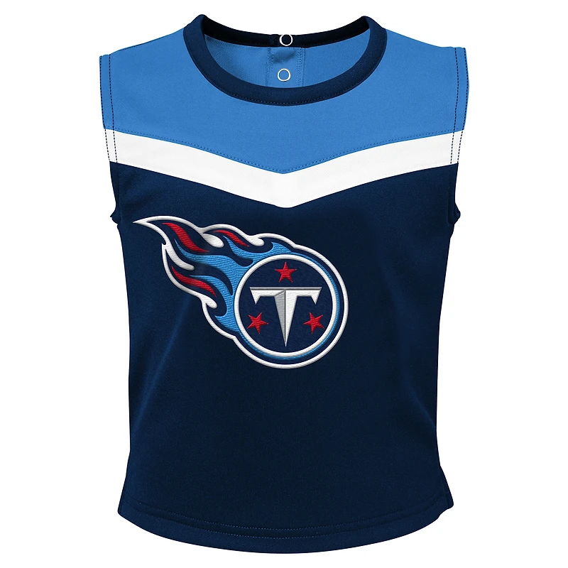 Girls Toddler Navy Tennessee Titans Spirit Cheer Two-Piece Cheerleader Set with Bloomers