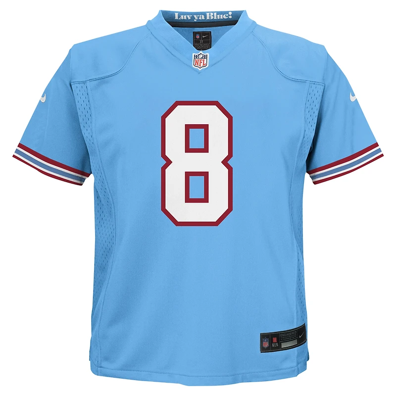 Maillot de jeu Nike Will Levis bleu clair pour enfant des Titans du Tennessee, joueur remplaçant