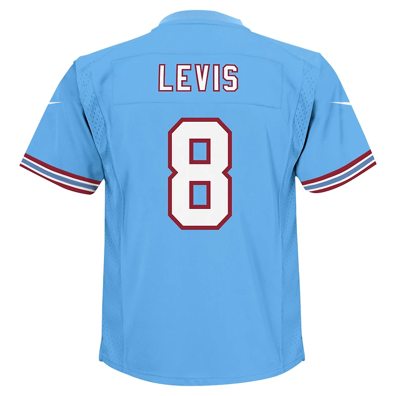 Maillot de jeu Nike Will Levis bleu clair pour enfant des Titans du Tennessee, joueur remplaçant