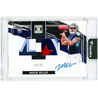 Malik Willis Tennessee Titans Autographed 2022 Panini Impeccable Dual Tri-Color Jersey and Helmet Relic #102 #3/35 Rookie Card