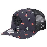 Men's New Era  Navy/Black Tennessee Titans Adventure Drinks Pattern 9SEVENTY Stretch-Snap Hat