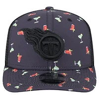 Men's New Era  Navy/Black Tennessee Titans Adventure Drinks Pattern 9SEVENTY Stretch-Snap Hat