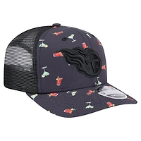 Men's New Era  Navy/Black Tennessee Titans Adventure Drinks Pattern 9SEVENTY Stretch-Snap Hat