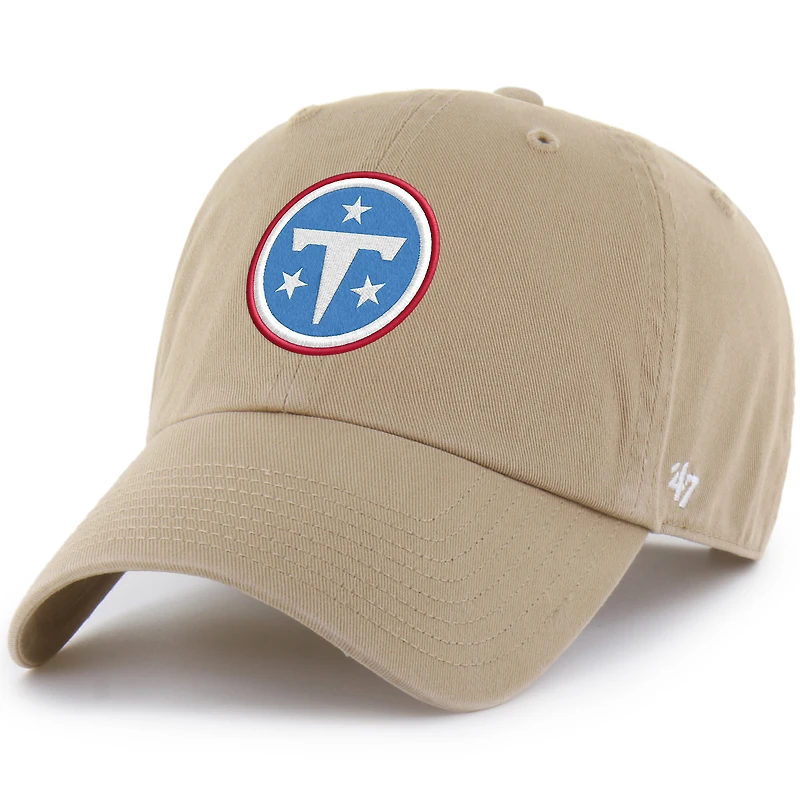 Men's '47 Khaki Tennessee Titans Primary Logo Clean Up Adjustable Hat