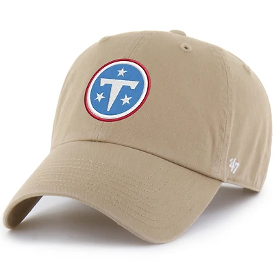Men's '47 Khaki Tennessee Titans Primary Logo Clean Up Adjustable Hat
