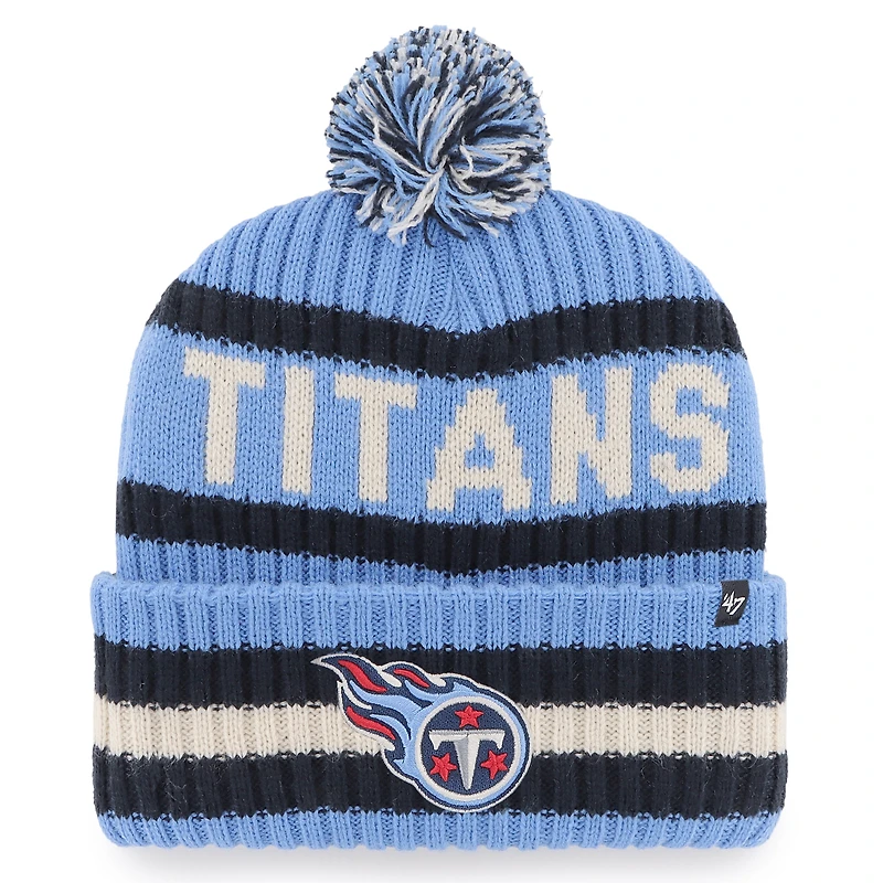 Bonnet en tricot à revers Bering '47 Tennessee Titans bleu clair pour hommes avec pompon