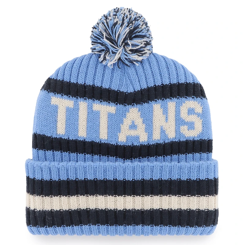 Bonnet en tricot à revers Bering '47 Tennessee Titans bleu clair pour hommes avec pompon