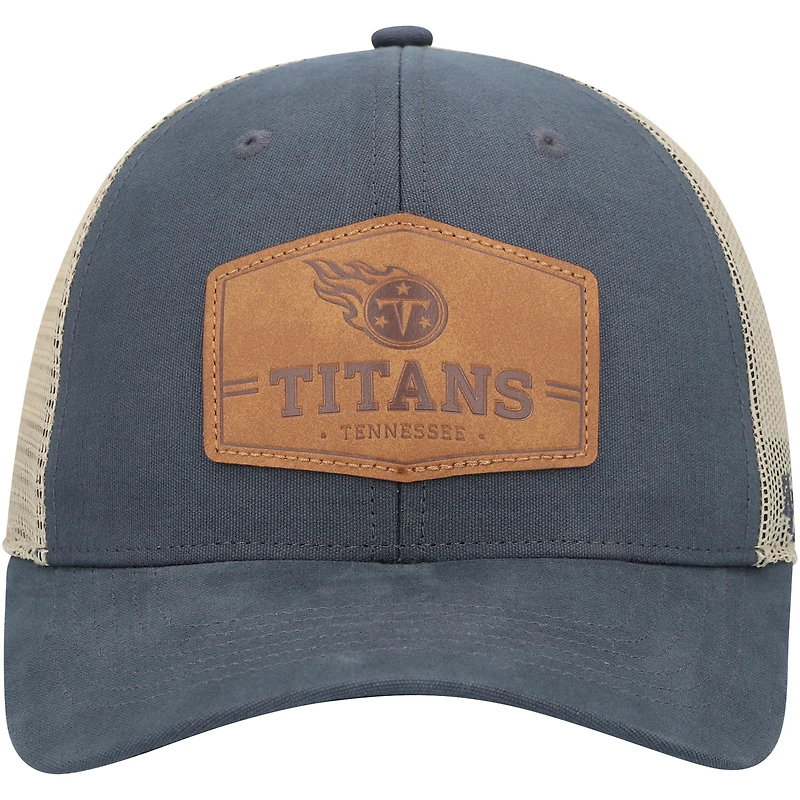Casquette réglable de camionneur en cuir brut '47 marine/naturel Tennessee Titans pour hommes