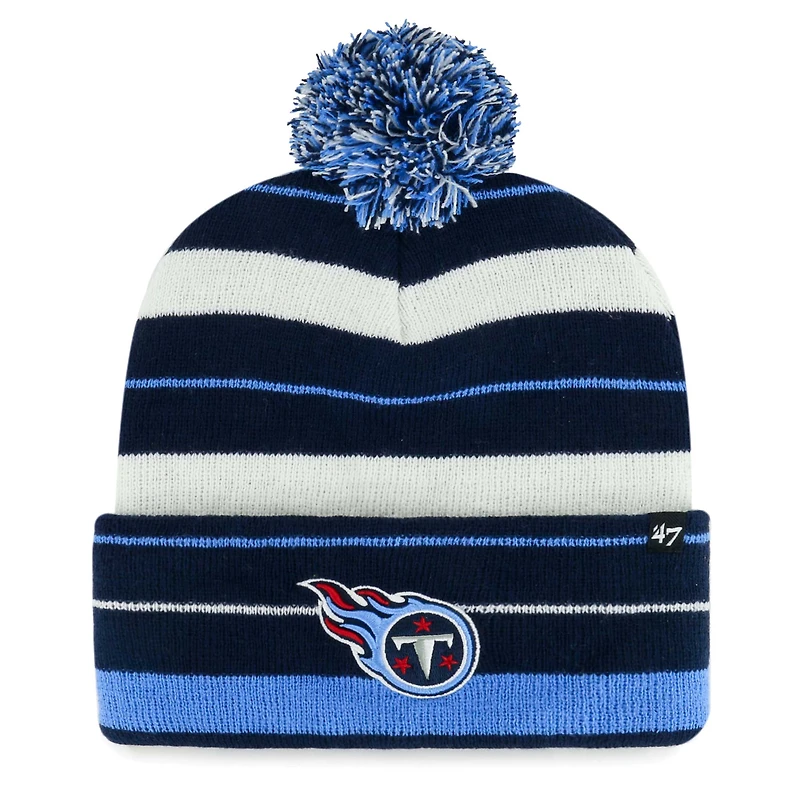 Bonnet en tricot à revers Powerline '47 Navy Tennessee Titans pour hommes avec pompon