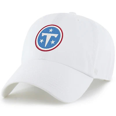 Men's '47 White Tennessee Titans Primary Logo Clean Up Adjustable Hat