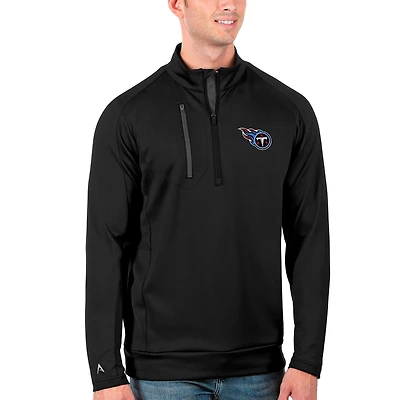 Men's Antigua Black/Charcoal Tennessee Titans Generation Quarter-Zip Pullover Jacket