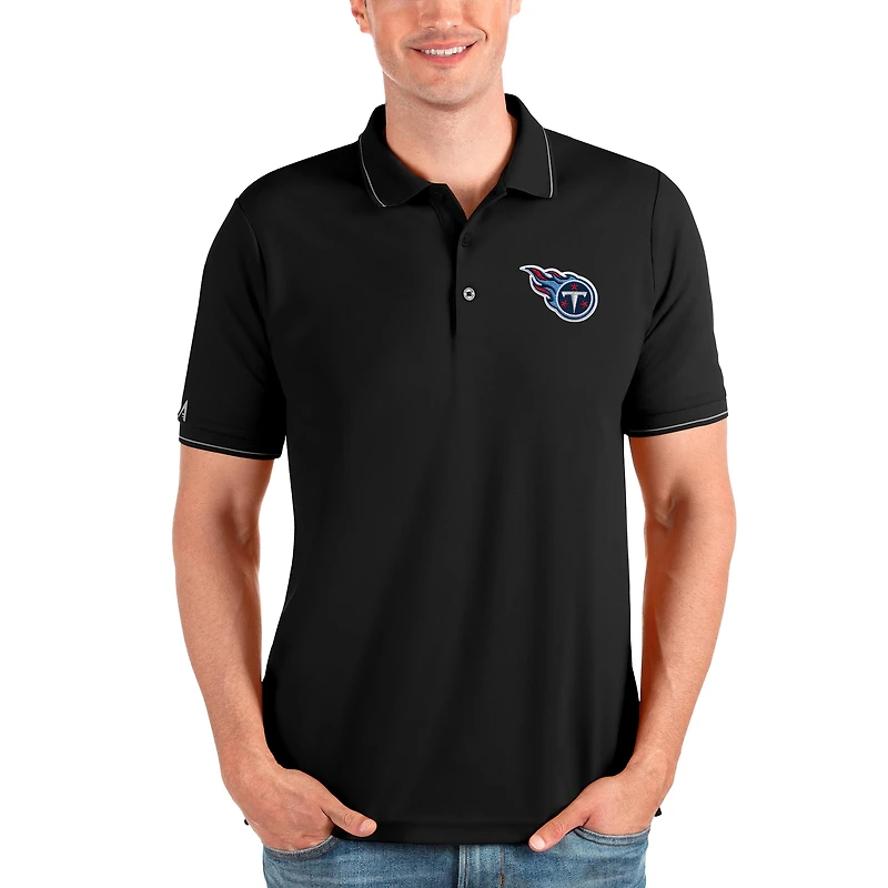 Polo Affluent noir Antigua pour homme des Titans du Tennessee