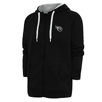 Men's Antigua Black Tennessee Titans Metallic Logo Victory Full-Zip Hoodie