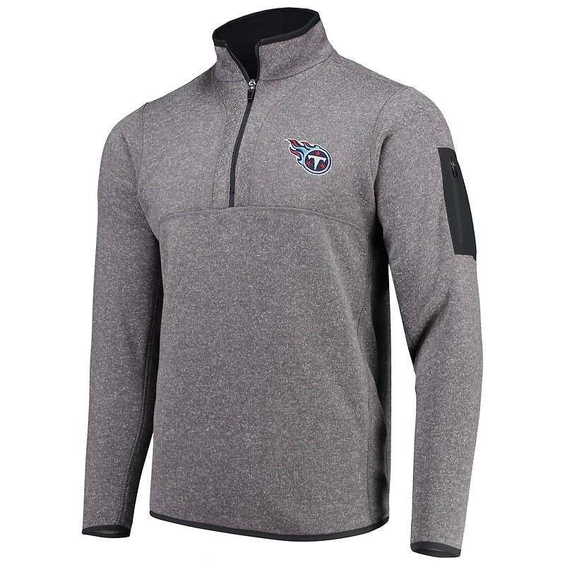 Men's Antigua Charcoal Tennessee Titans Fortune Quarter-Zip Pullover Jacket