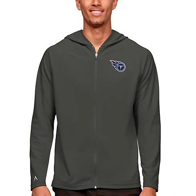 Men's Antigua Charcoal Tennessee Titans Logo Legacy Full-Zip Hoodie