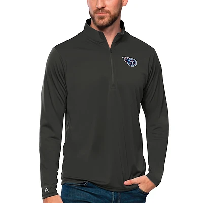 Men's Antigua Charcoal Tennessee Titans Tribute Quarter-Zip Lightweight Pullover Top