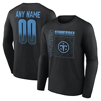 T-shirt à manches longues noir pour homme Tennessee Titans, personnalisé avec nom et numéro, domicile du stade