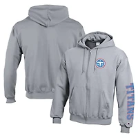 Men's Champion  Heather Gray Tennessee Titans Powerblend Fleece Full-Zip Hoodie