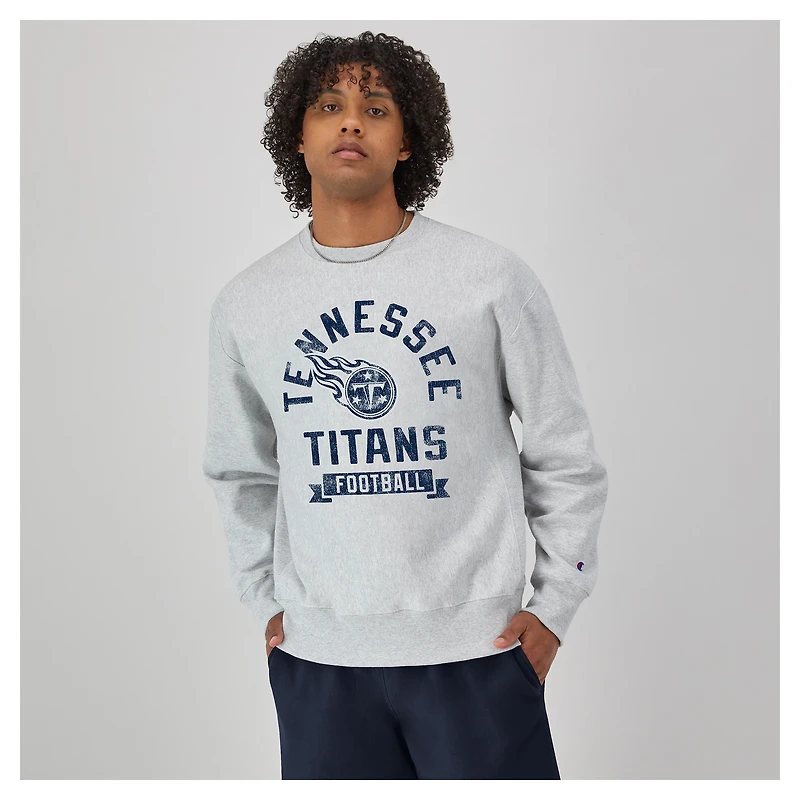 Men's Champion  Heather Gray Tennessee Titans Reverse Weave Fleece Pullover Sweatshirt