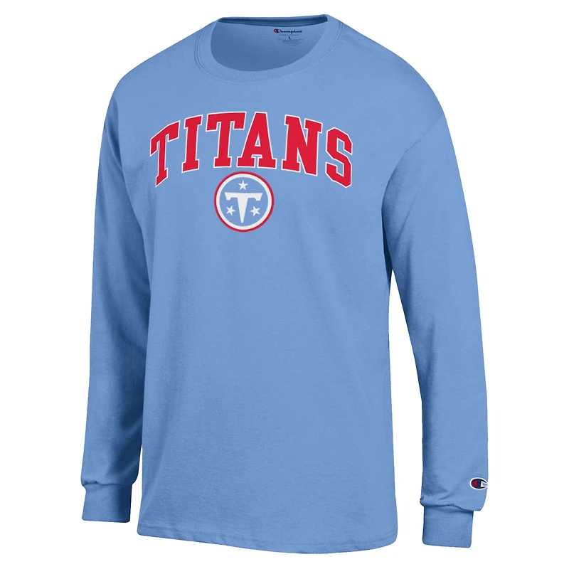 Men's Champion Light Blue Tennessee Titans Arch Over Logo Long Sleeve T-Shirt