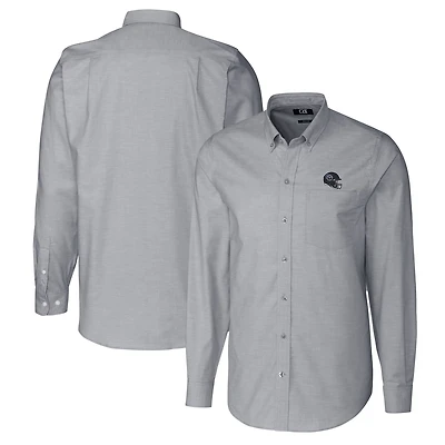Chemise boutonnée à manches longues et col montant pour homme, couleur anthracite, motif casque des Titans du Tennessee, Cutter & Buck